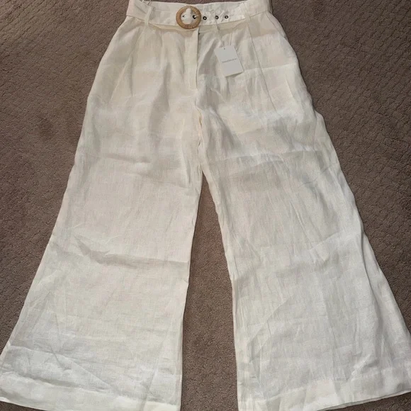 Zimmermann Cream Wide-Leg Pants - Picture 4 of 8